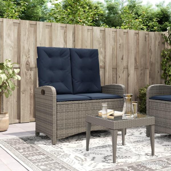 Banc inclinable de jardin avec coussins gris r�sine tress�e