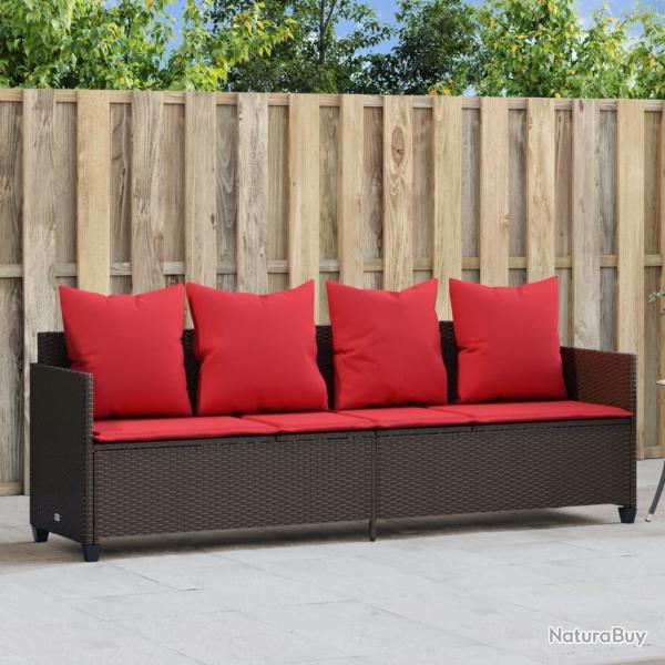 Chaise longue avec coussins marron r�sine tress�e