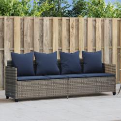 Chaise longue avec coussins gris r&eacute;sine tress&eacute;e