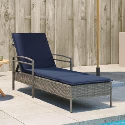 Chaise longue avec coussin Gris 63 x 200 x 81 cm R&eacute;sine tress&eacute;e (&Eacute;tats-Unis uniquement)
