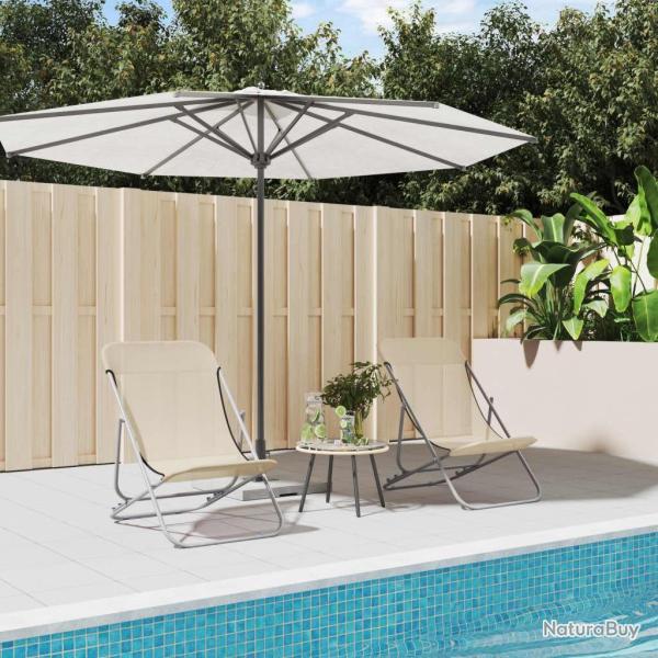 Chaises plage pliantes lot de 2 textil�ne acier enduit poudre