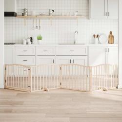 Barri&egrave;re pour chiens avec porte 4 panneaux bois de peuplier