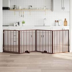 Porte pour chien pliable &agrave; 4 panneaux, marron, 320 cm, bois de peuplier