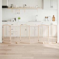 Barri&egrave;re pour chien avec porte pliable 6 panneaux 300 cm Bois de peuplier