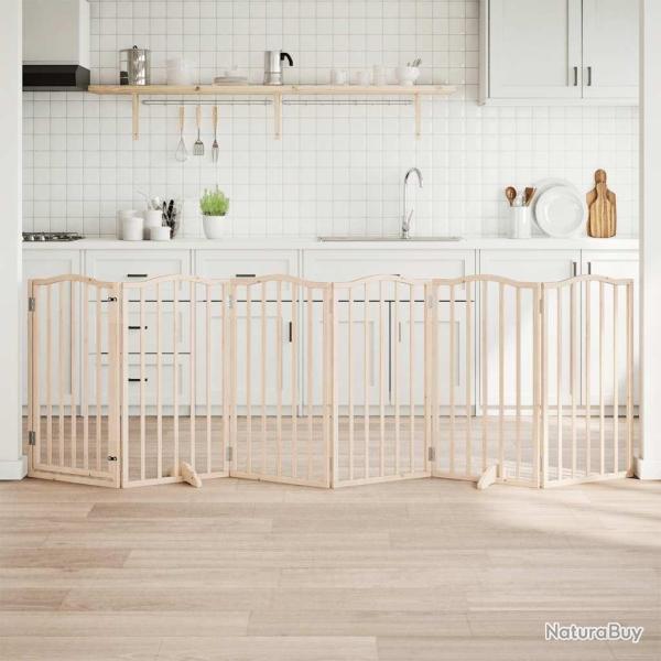 Barri�re pour chien avec porte pliable 6 panneaux 300 cm Bois de peuplier