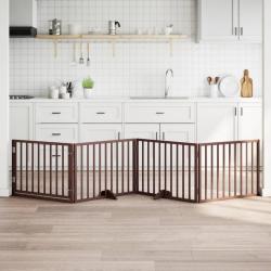 Porte pour chien pliable &agrave; 4 panneaux, marron, 320 cm, bois de peuplier