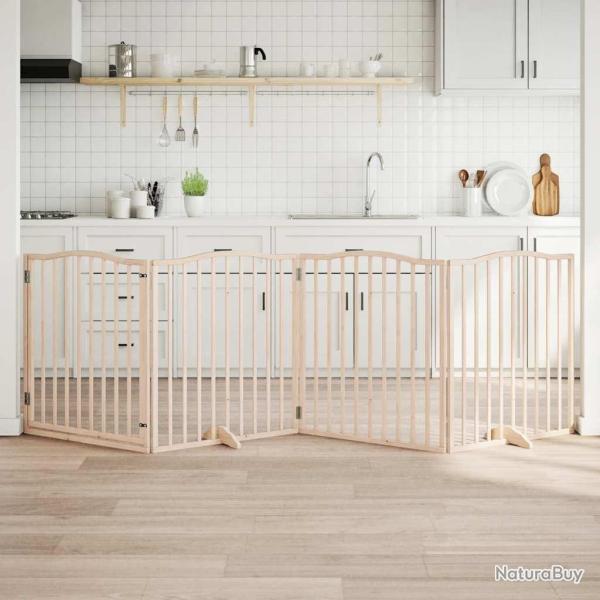 Barri�re pour chiens avec porte 4 panneaux bois de peuplier