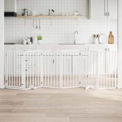 Porte pour chien pliable &agrave; 6 panneaux, blanche, 300 cm, bois de peuplier