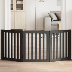 Barri&egrave;re pour chien pliable 3 panneaux noir bois de peuplier