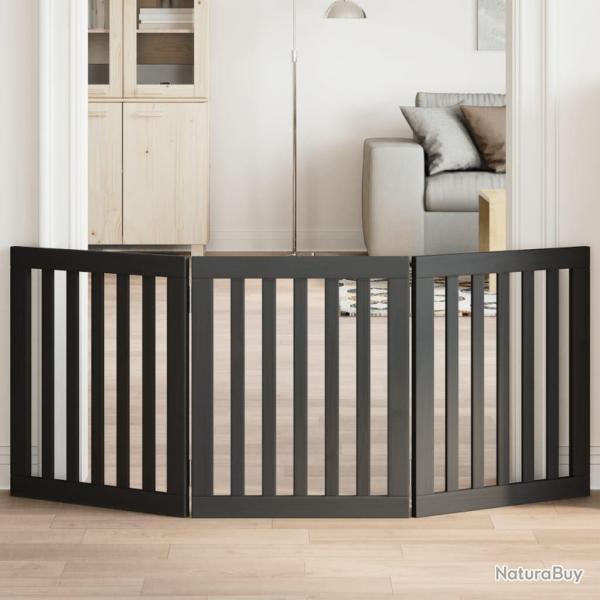 Barri�re pour chien pliable 3 panneaux noir bois de peuplier