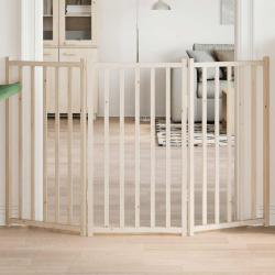 Barri&egrave;re pour chien pliable &agrave; 3 panneaux 150 cm Bois massif Sapin