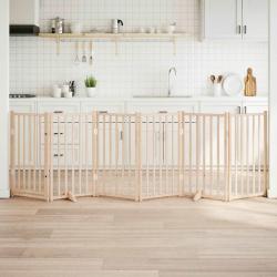 Barri&egrave;re pour chien avec porte pliable 6 panneaux 300 cm Bois massif Sapin