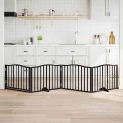 Porte pour chien pliable &agrave; 4 panneaux, noire, 320 cm, bois de peuplier