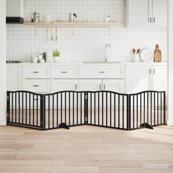 Porte pour chien pliable � 4 panneaux, noire, 320 cm, bois de peuplier