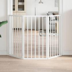 Barri&egrave;re pour chien pliable &agrave; 3 panneaux Blanc 150 cm Bois de peuplier