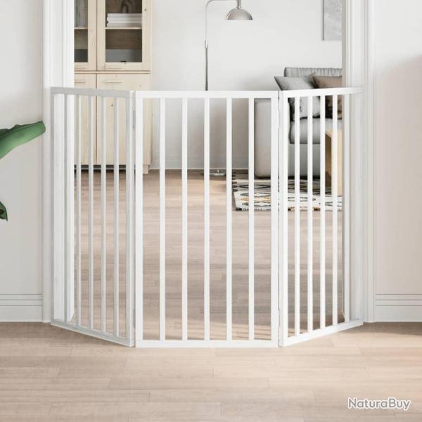 Barri�re pour chien pliable � 3 panneaux Blanc 150 cm Bois de peuplier