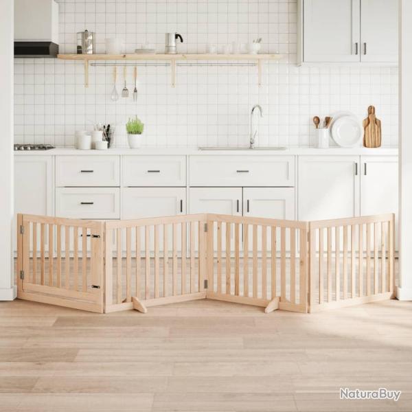 Barri�re pour chien avec porte pliable 4 panneaux 320 cm Bois de peuplier