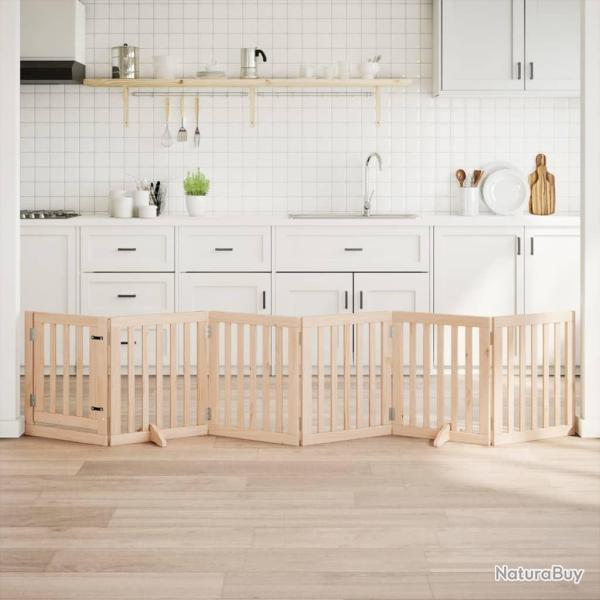Barri�re pour chien avec porte pliable 6 panneaux 300 cm Bois de peuplier