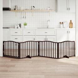 Barri&egrave;re pour chiens avec porte 4 panneaux bois de peuplier