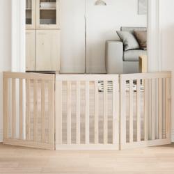 Barri&egrave;re pour chien pliable &agrave; 3 panneaux 150 cm Bois de peuplier