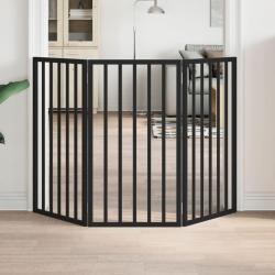 Barri&egrave;re pour chien pliable 3 panneaux noir bois de peuplier