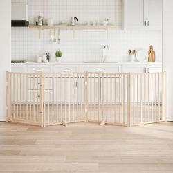 Barri&egrave;re pour chien avec porte pliable 4 panneaux 320 cm Bois massif Sapin