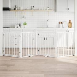 Porte pour chien pliable &agrave; 4 panneaux, blanche, 320 cm, bois de peuplier