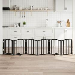 Barri&egrave;re pour chiens et porte 6 panneaux noir bois de peuplier