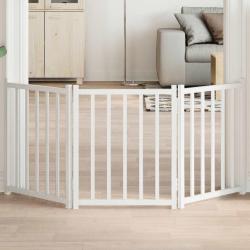 Barri&egrave;re pour chien pliable 3 panneaux 150 cm bois sapin massif