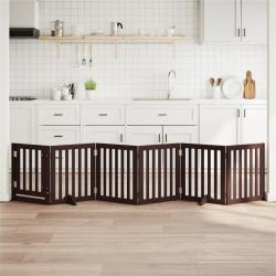 Barri&egrave;re pour chiens avec porte 6 panneaux bois de peuplier