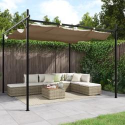Pergola avec toit r&eacute;tractable taupe 295x292x230 cm