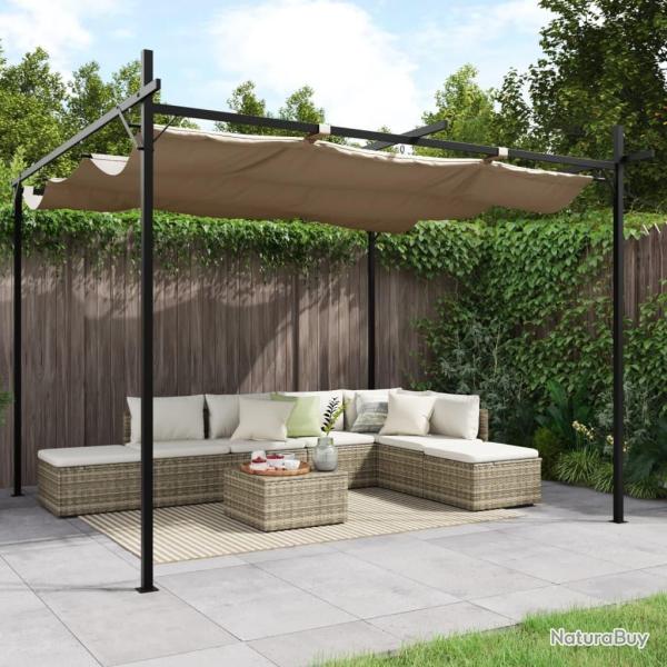 Pergola avec toit r�tractable taupe 295x292x230 cm