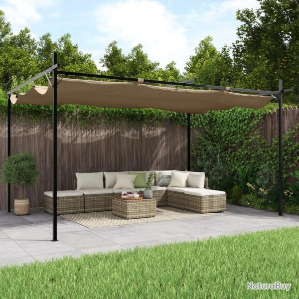 Pergola avec toit r�tractable taupe 395x292x230 cm