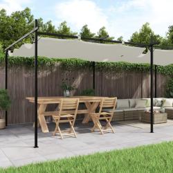 Pergola avec toit r&eacute;tractable cr&egrave;me 589x292x230 cm