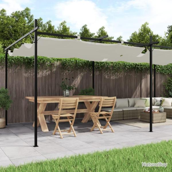 Pergola avec toit r�tractable cr�me 589x292x230 cm