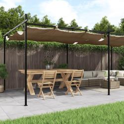 Pergola avec toit r&eacute;tractable taupe 589x292x230 cm