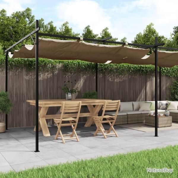 Pergola avec toit r�tractable taupe 589x292x230 cm