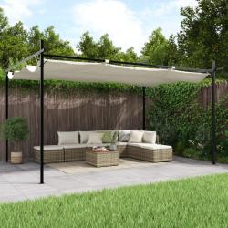 Pergola avec toit r&eacute;tractable cr&egrave;me 395x292x230 cm