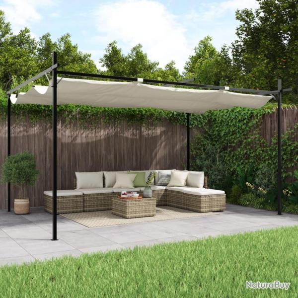 Pergola avec toit r�tractable cr�me 395x292x230 cm