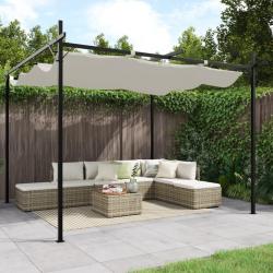 Pergola avec toit r&eacute;tractable cr&egrave;me 295x292x230 cm