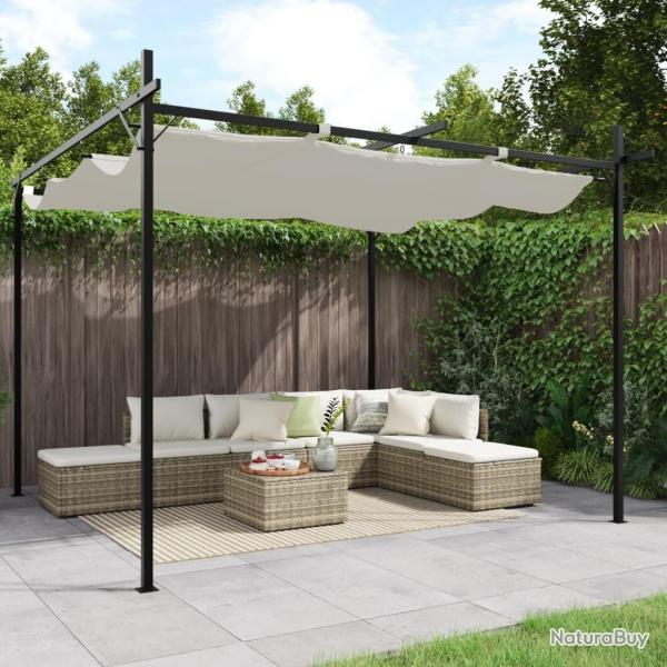 Pergola avec toit r�tractable cr�me 295x292x230 cm