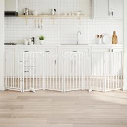 Barri&egrave;re pour chiens avec porte 6 panneaux bois de sapin massif