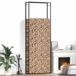 Portant de bois de chauffage Noir mat 110x28x312 cm Acier