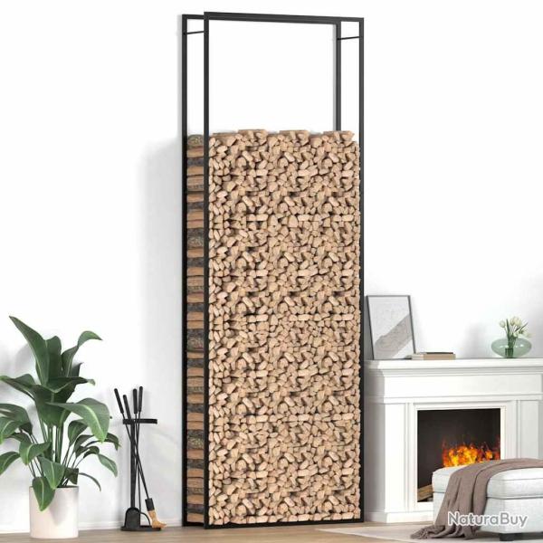 Portant de bois de chauffage Noir mat 110x28x312 cm Acier