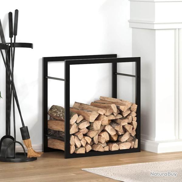 Portant de bois de chauffage Noir mat 50x28x56 cm Acier