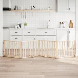 Barri&egrave;re pour chien avec porte pliable 4 panneaux 320 cm Bois de peuplier