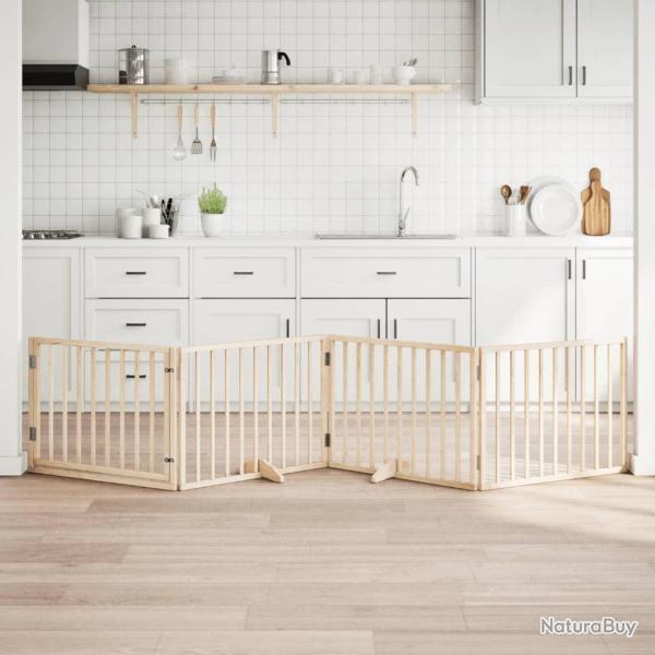 Barri�re pour chien avec porte pliable 4 panneaux 320 cm Bois de peuplier