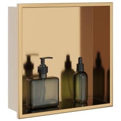 Niche de douche dor&eacute; bross&eacute; 32x32x9 cm acier inoxydable