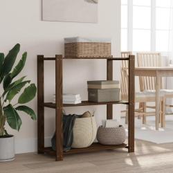 Support de rangement &agrave; 3 niveaux marron 80x38x90 cm bois de pin