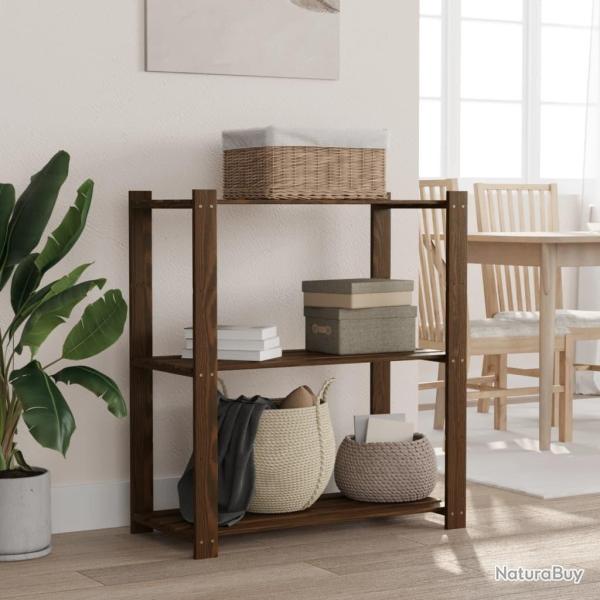 Support de rangement � 3 niveaux marron 80x38x90 cm bois de pin